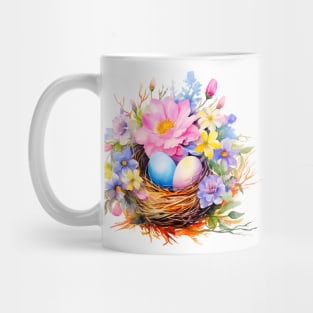 Nest of bird with eggs and flowers Mug